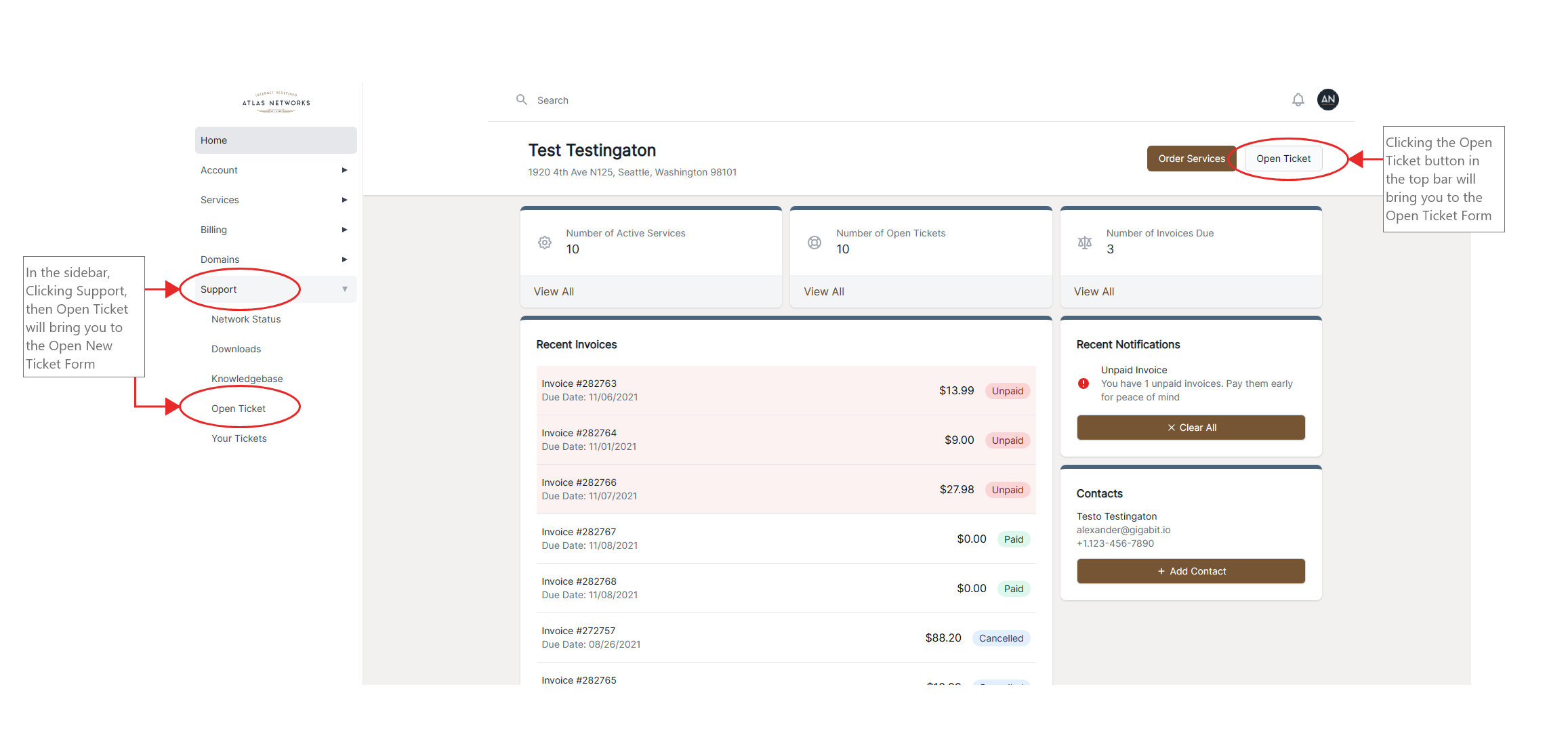 Diagram showing how to access tickets from the homepage